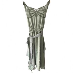 Fendi Silk Dress with Broken Strap in Sage Green